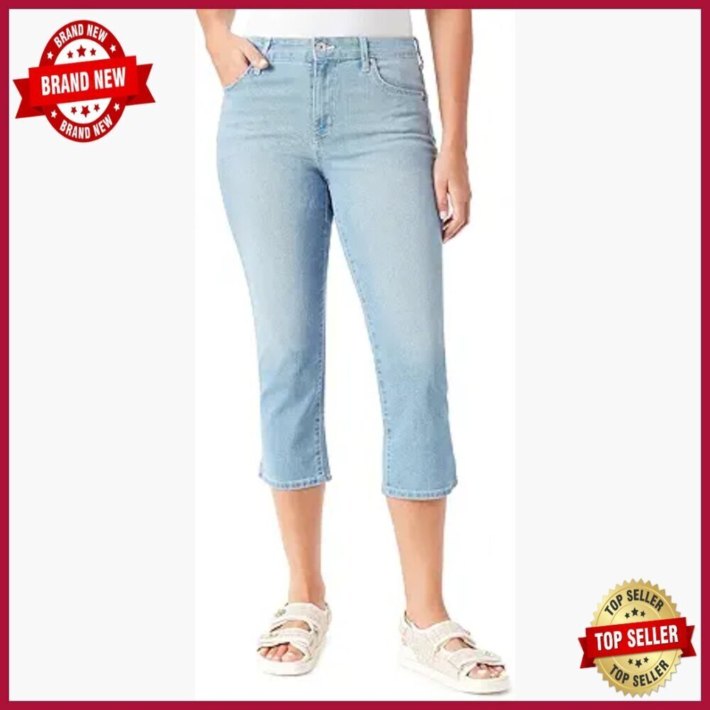 Slim Fit Mid Rise Cropped Jeans with Roll Cuff 23" Inseam